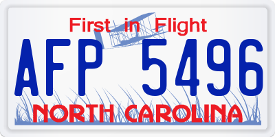 NC license plate AFP5496