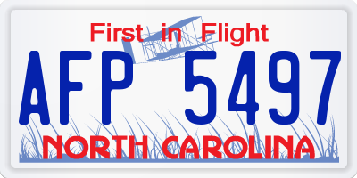 NC license plate AFP5497