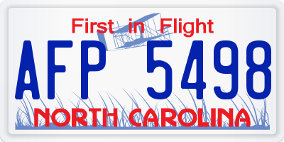 NC license plate AFP5498