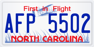 NC license plate AFP5502