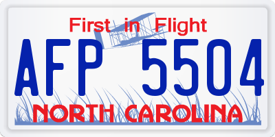 NC license plate AFP5504