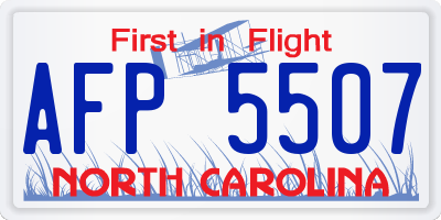 NC license plate AFP5507