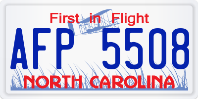 NC license plate AFP5508
