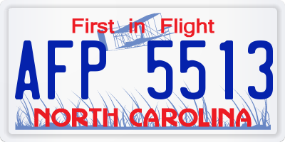 NC license plate AFP5513