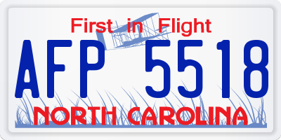 NC license plate AFP5518