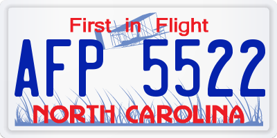 NC license plate AFP5522