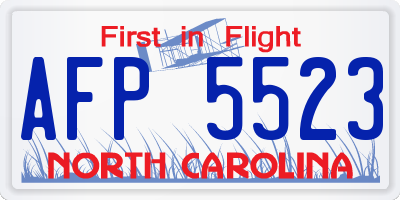 NC license plate AFP5523