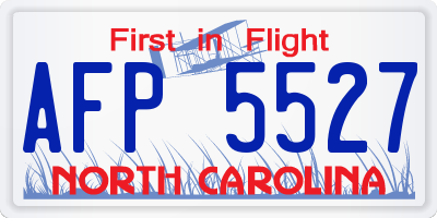 NC license plate AFP5527