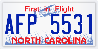 NC license plate AFP5531