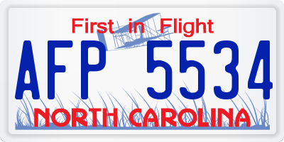 NC license plate AFP5534