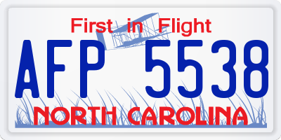 NC license plate AFP5538