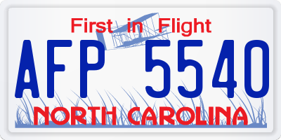 NC license plate AFP5540