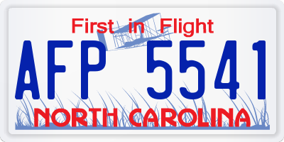 NC license plate AFP5541