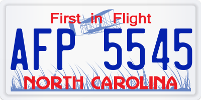 NC license plate AFP5545