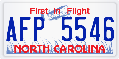 NC license plate AFP5546