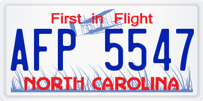 NC license plate AFP5547