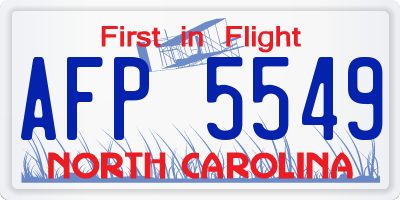 NC license plate AFP5549
