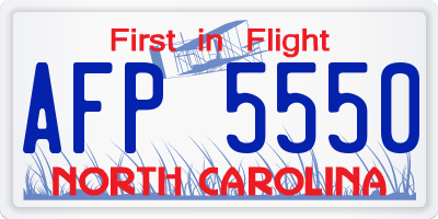 NC license plate AFP5550