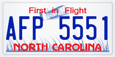 NC license plate AFP5551
