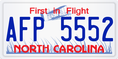 NC license plate AFP5552