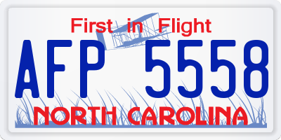 NC license plate AFP5558