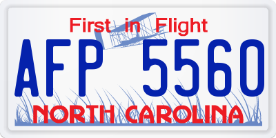 NC license plate AFP5560