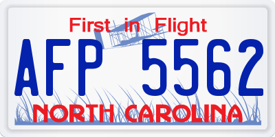 NC license plate AFP5562