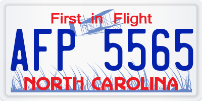 NC license plate AFP5565