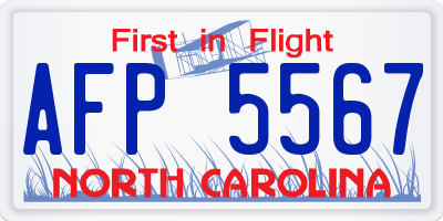 NC license plate AFP5567