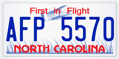 NC license plate AFP5570