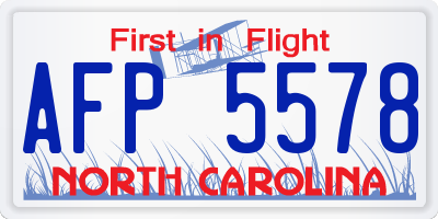 NC license plate AFP5578