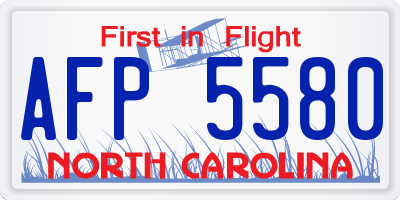 NC license plate AFP5580