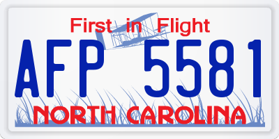 NC license plate AFP5581