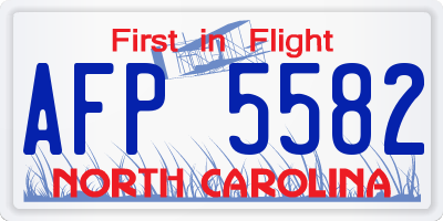 NC license plate AFP5582