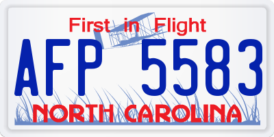 NC license plate AFP5583