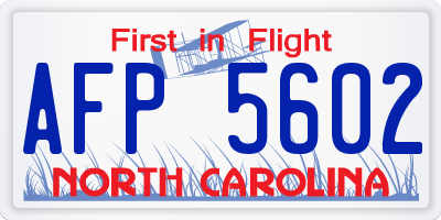 NC license plate AFP5602