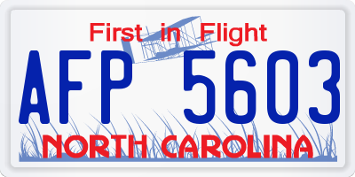 NC license plate AFP5603