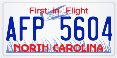 NC license plate AFP5604