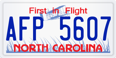 NC license plate AFP5607