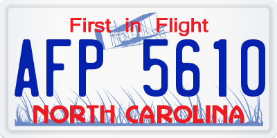 NC license plate AFP5610