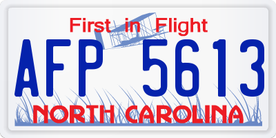 NC license plate AFP5613
