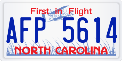 NC license plate AFP5614