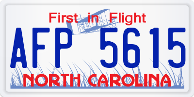 NC license plate AFP5615