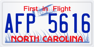 NC license plate AFP5616