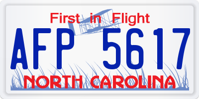 NC license plate AFP5617