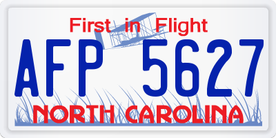 NC license plate AFP5627