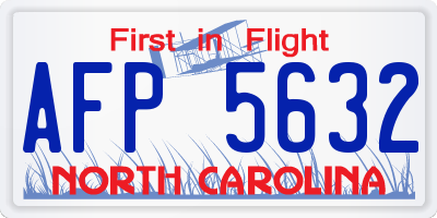 NC license plate AFP5632