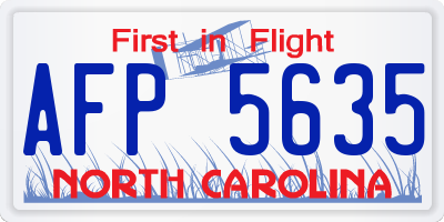 NC license plate AFP5635