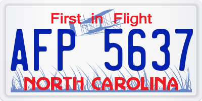 NC license plate AFP5637