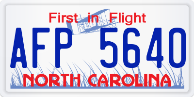 NC license plate AFP5640